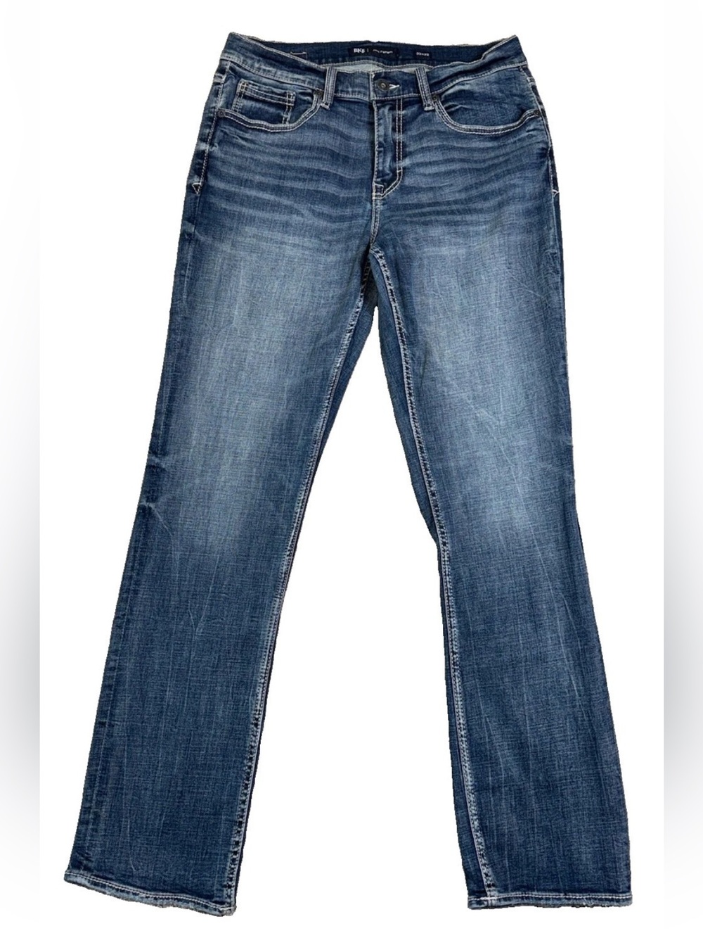 Buckle BKE Jake Straight Jeans Distressed Stretch Medium Wash Denim Mens 33x32